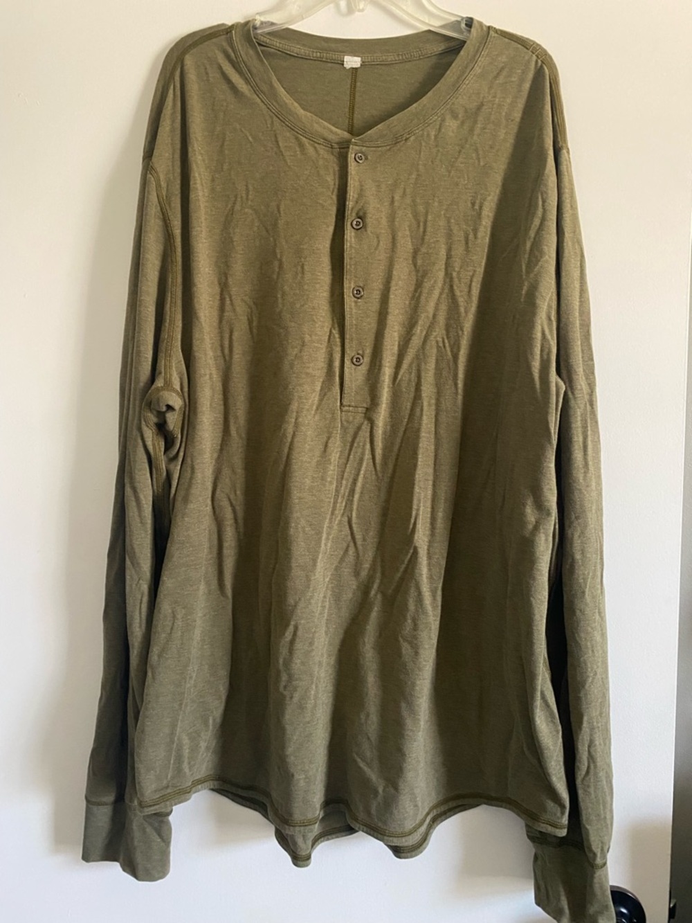 Lululemon Men's Olive Green Long Sleeve Henley Shirt